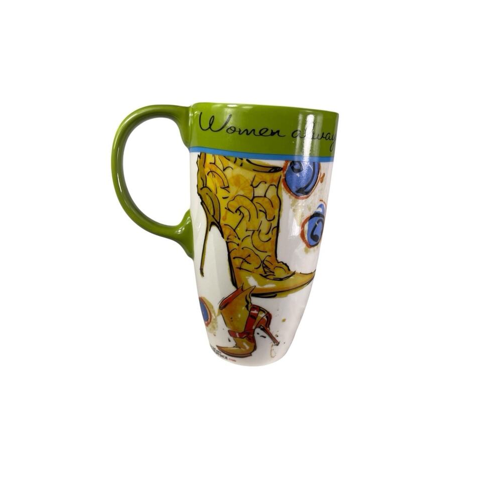 Women Always Think With Their Brain Funny Tall Coffee‎ Mug Green Handle Novelty